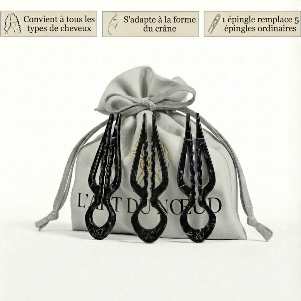Épingle Prestige Chignon & Co — Tenue 24h sans abîmer — Lot de 3