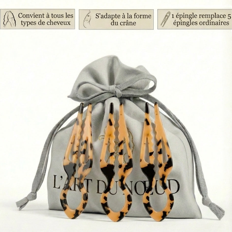 Épingle Prestige Chignon & Co — Tenue 24h sans abîmer — Lot de 3